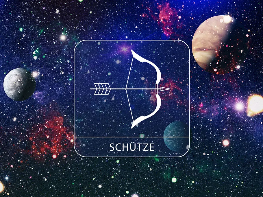 Sternzeichen Schütze vor einem galaktischen Hintergrund