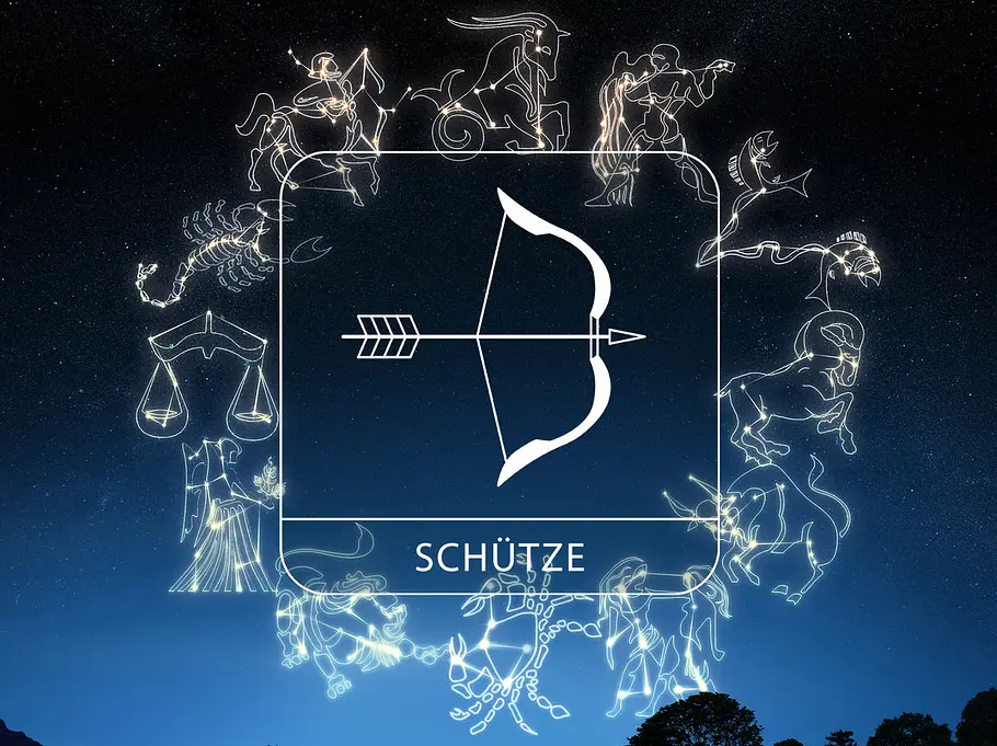 Sternzeichen Schütze umringt von Sternbildern