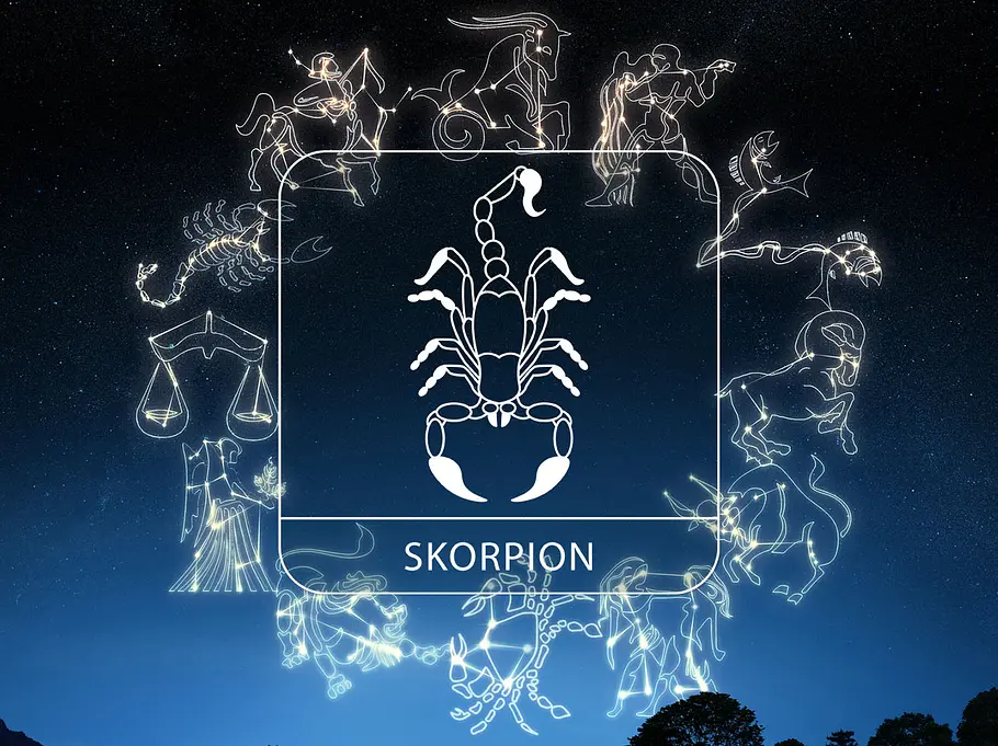 Sternzeichen Skorpion umringt von Sternbildern