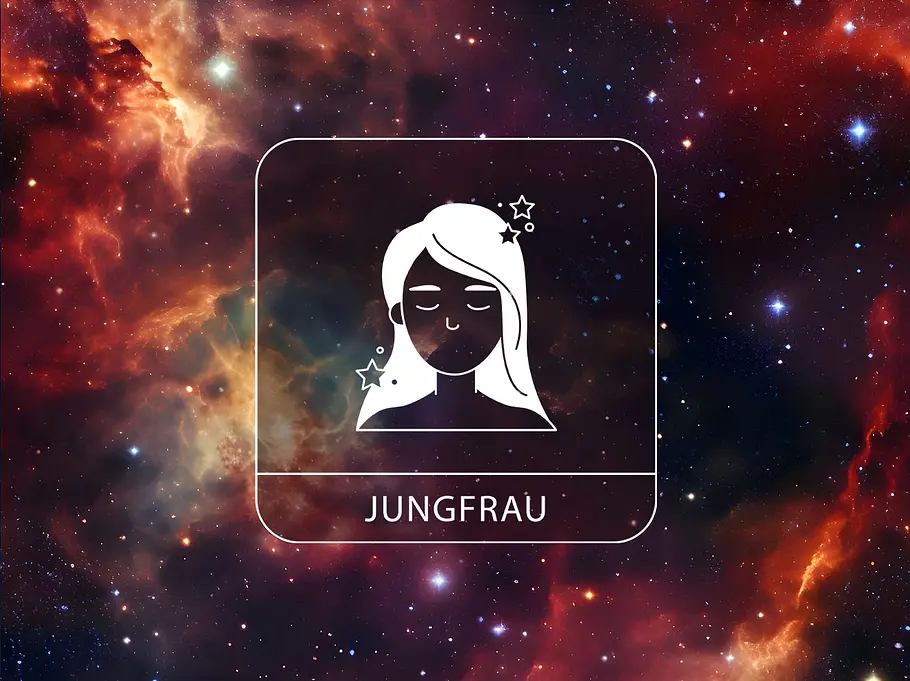 Sternzeichen Jungfrau vor einem galaktischen Hintergrund