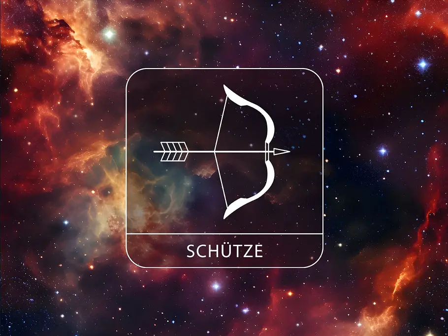 Sternzeichen Schütze vor einem galaktischen Hintergrund