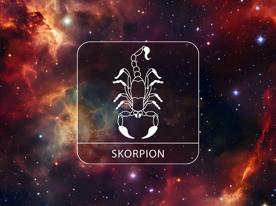 Sternzeichen Skorpion vor einem galaktischen Hintergrund