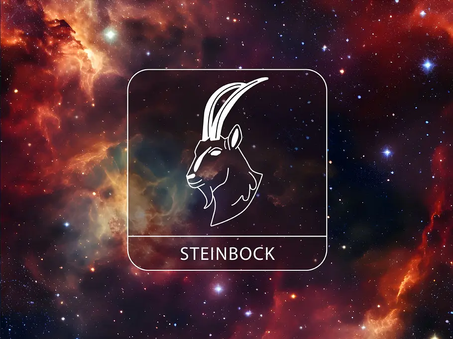 Sternzeichen Steinbock vor einem galaktischen Hintergrund