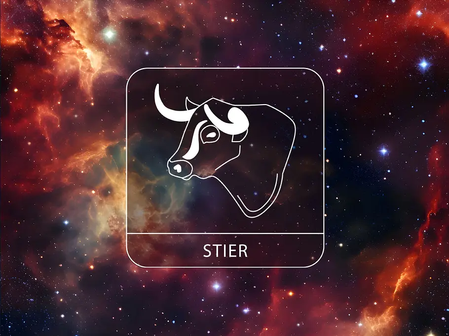 Sternzeichen Stier vor einem galaktischen Hintergrund