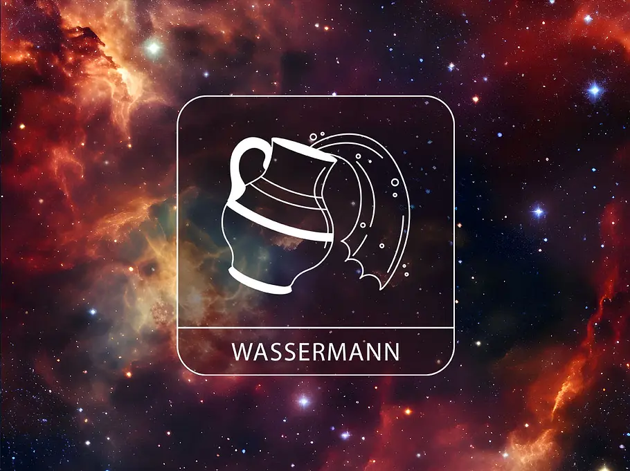 Sternzeichen Wassermann vor einem galaktischen Hintergrund