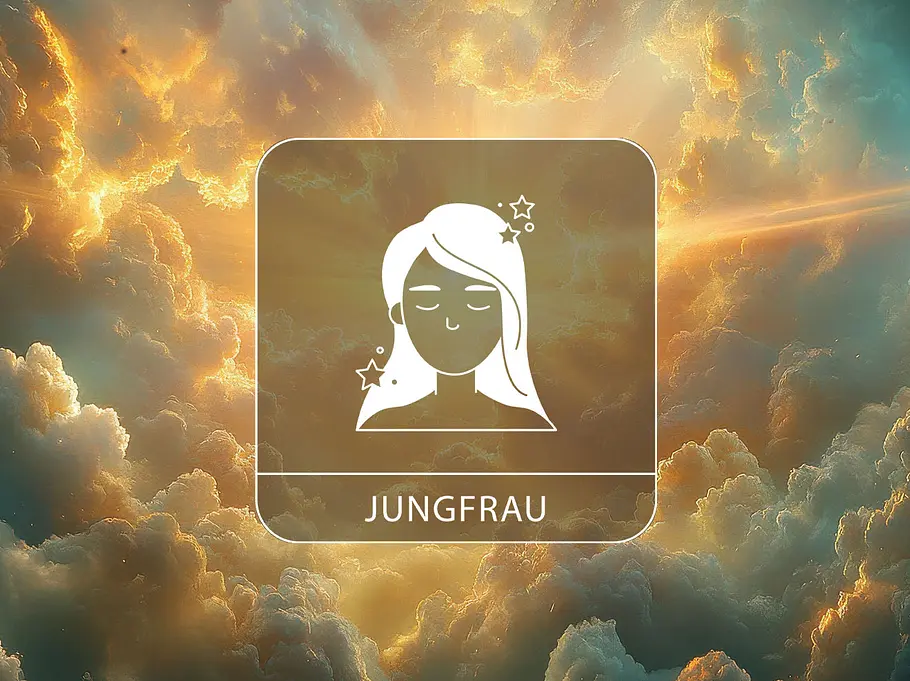 Sternzeichen Jungfrau vor einem warmen Wolkenhimmel