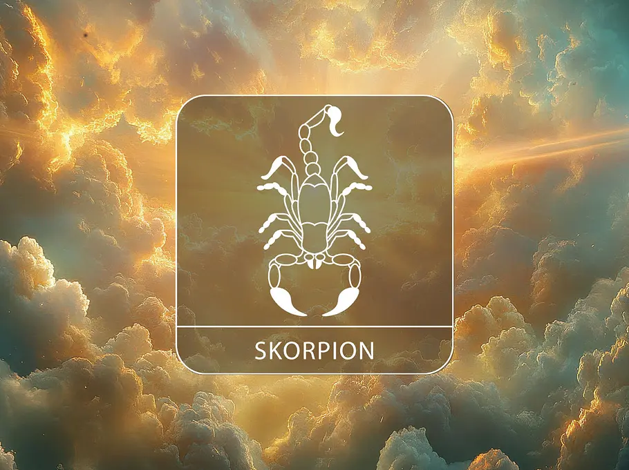 Sternzeichen Skorpion vor einem warmen Wolkenhimmel