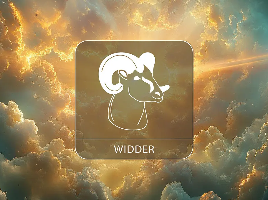 Sternzeichen Widder vor einem warmen Wolkenhimmel