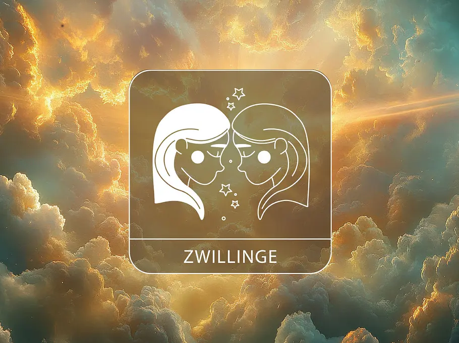 Sternzeichen Zwillinge vor einem warmen Wolkenhimmel