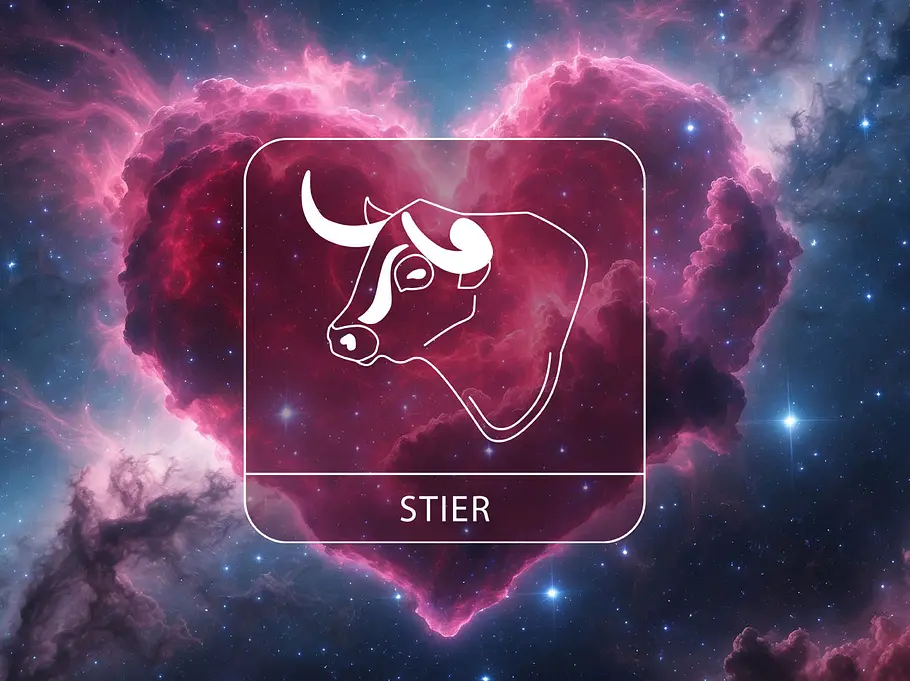 Sternzeichen Stier vor einem Herz im kosmischen Stil