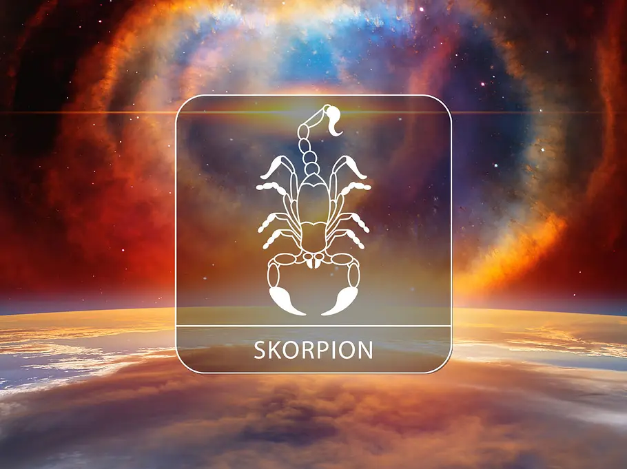 Sternzeichen Skorpion vor einem galaktischen Hintergrund