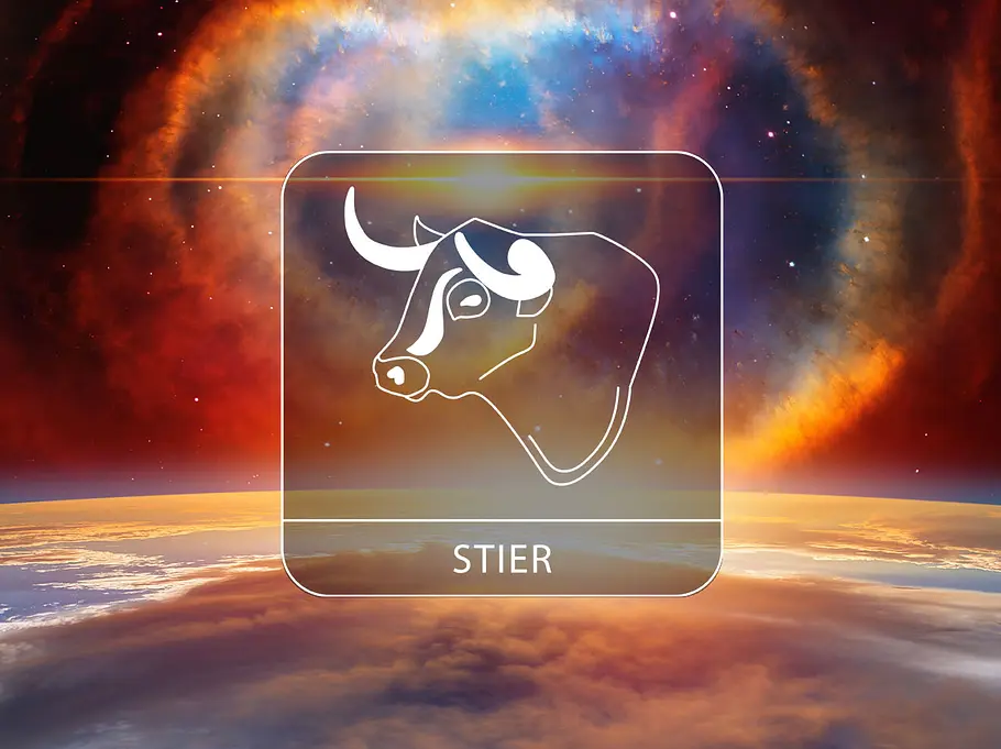 Sternzeichen Stier vor einem galaktischen Hintergrund