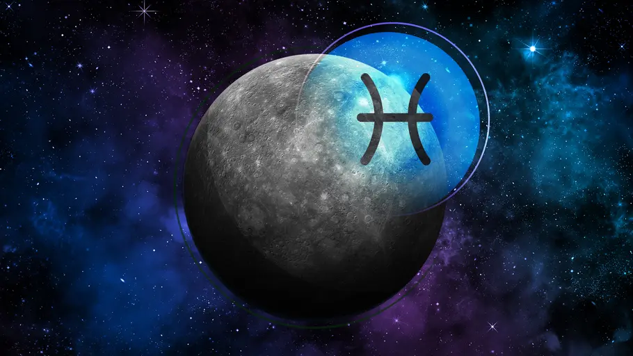 Planet Merkur und das Symbol der Fische