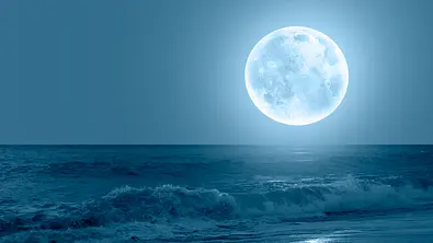 Vollmond steht über dem Meer - Foto: iStock/murat4art