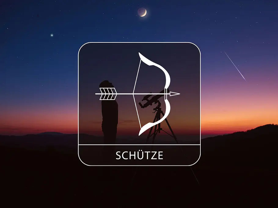 Sternzeichen Schütze vor einem Nachthimmel mit partieller Mondfinsternis