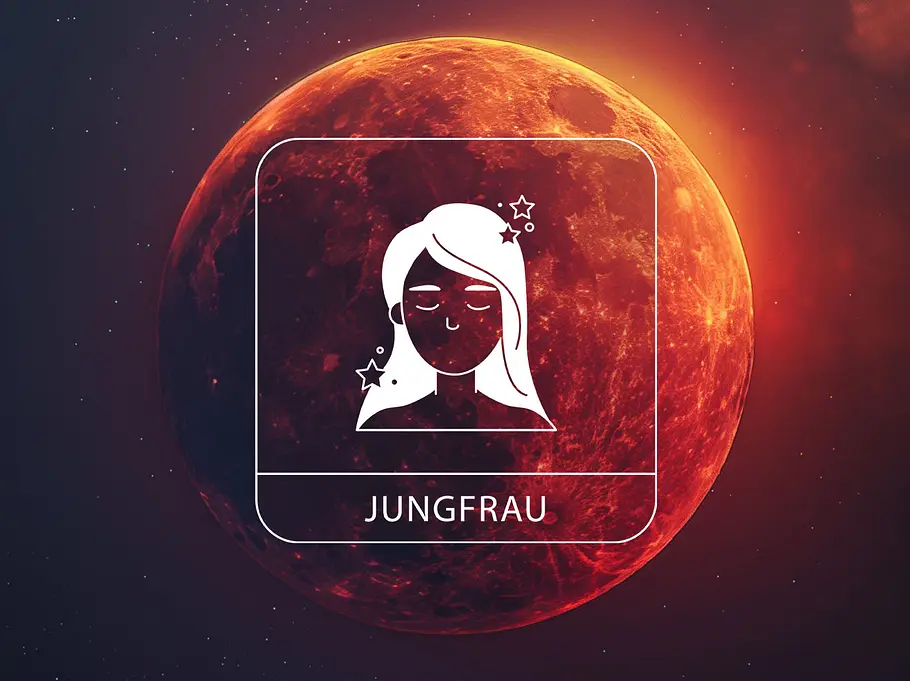 Sternzeichen Jungfrau vor einem Blutmond (Mondfinsternis)