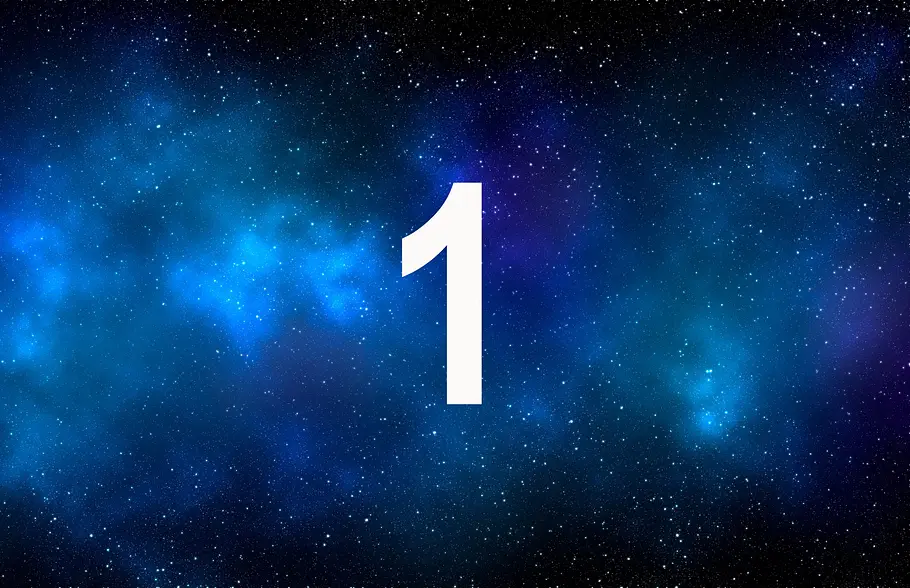 Die Namenszahl 1 vor einer blauen Galaxie