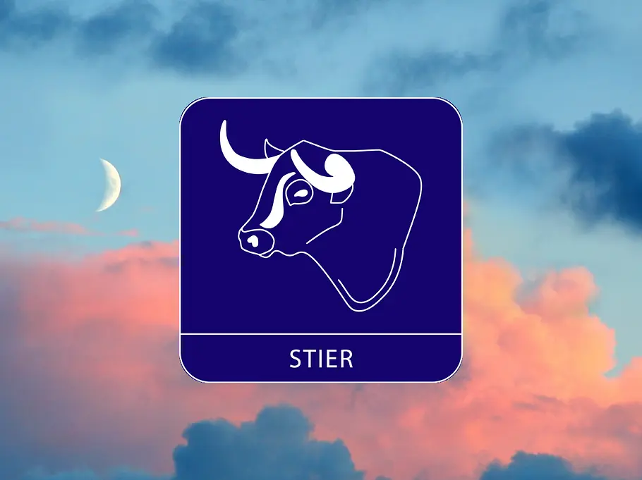 Sternzeichen Symbol Stier vor einem Himmel mit schmaler Mondsichel