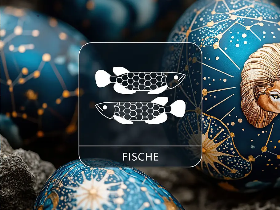 Sternzeichen Fische vor Astro-Ostereiern