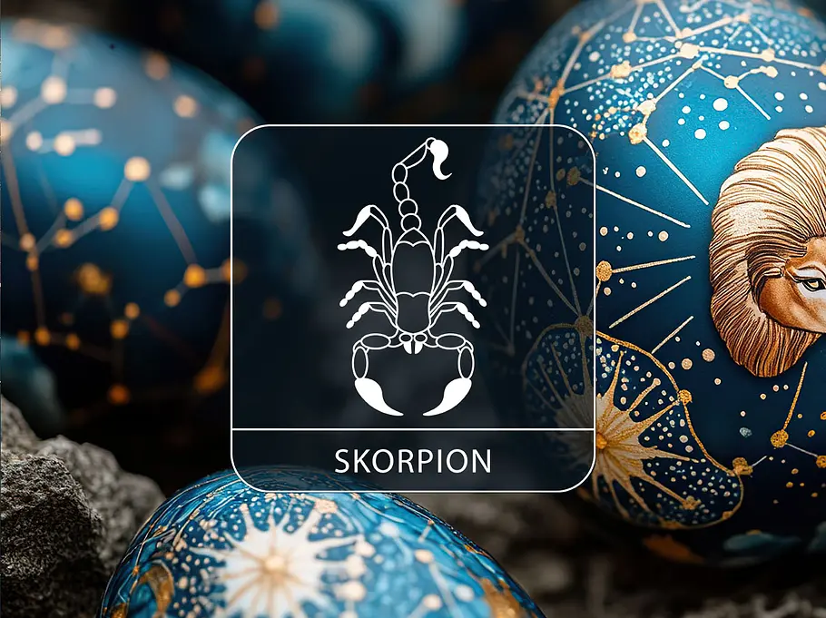 Sternzeichen Skorpion vor Astro-Ostereiern