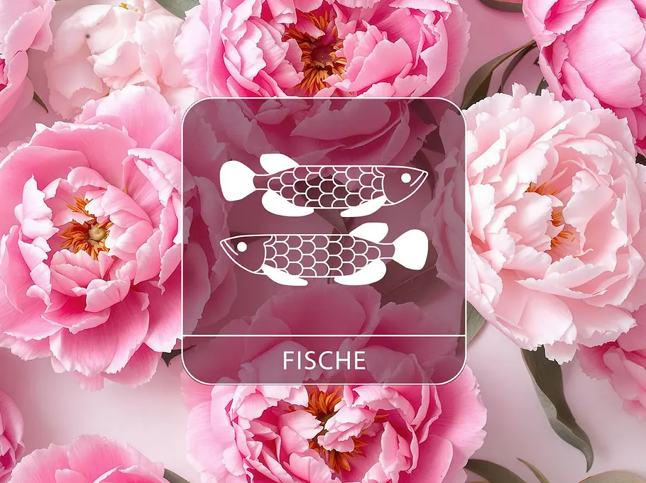 Sternzeichen Fische vor Pfingstrosen