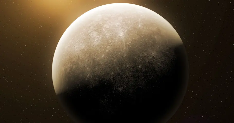 Rückläufiger Merkur 2024 Sicht auf Planet Merkur