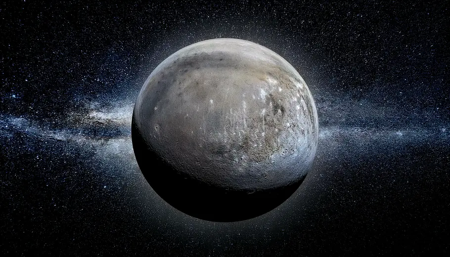 Planet Merkur umgeben von einem dunklen Hintergrg und vielen Sternen