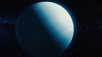 Planet Uranus mit dunklen Schatten - Foto: Media Whale Stock / AdobeStock Planet Uranus mit dunklen Schatten - Foto: Media Whale Stock / AdobeStock