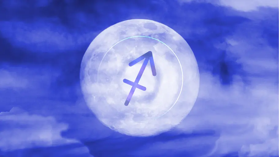 Symbol des Sternzeichen Schütze im Vollmond