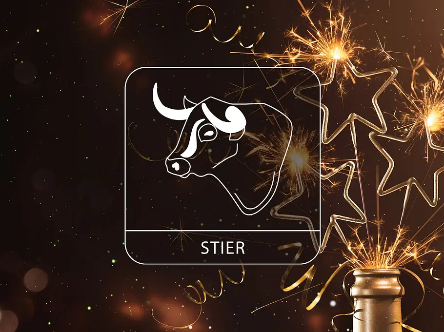 Sternzeichen Stier vor Silvester-Dekoration