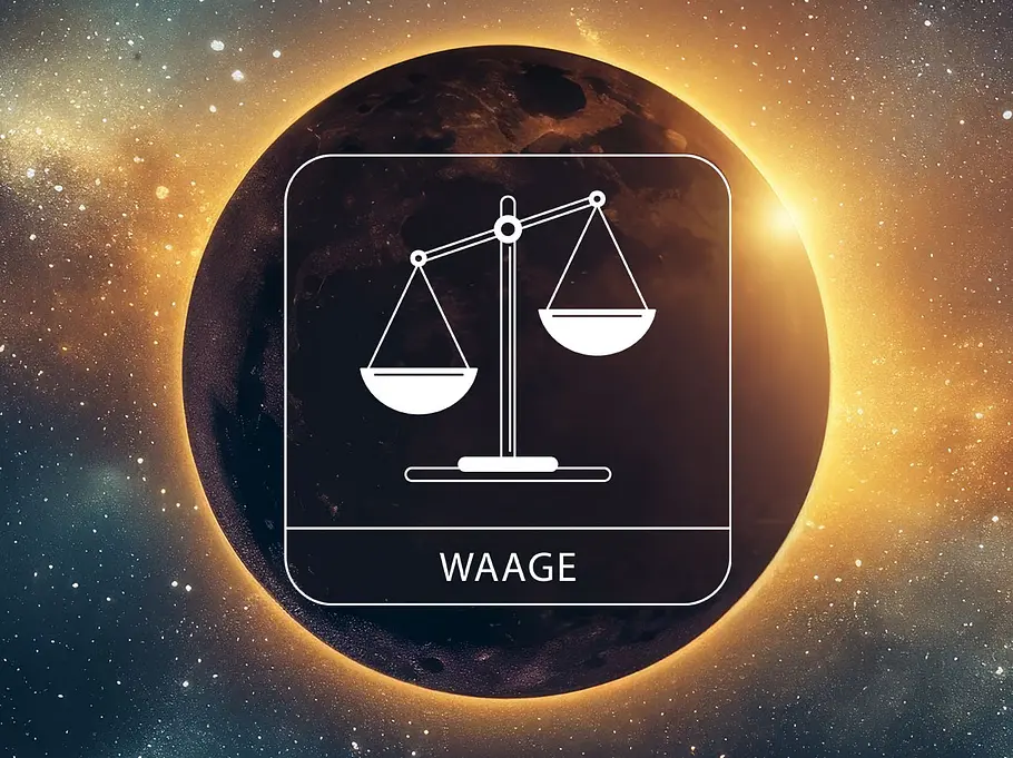Sternzeichen Waage vor einer Sonnenfinsternis