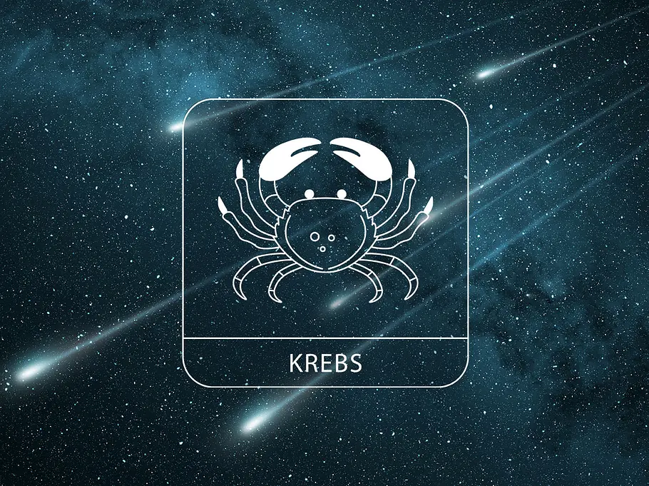 Sternzeichen Krebs vor einer Sternschnuppen-Nacht