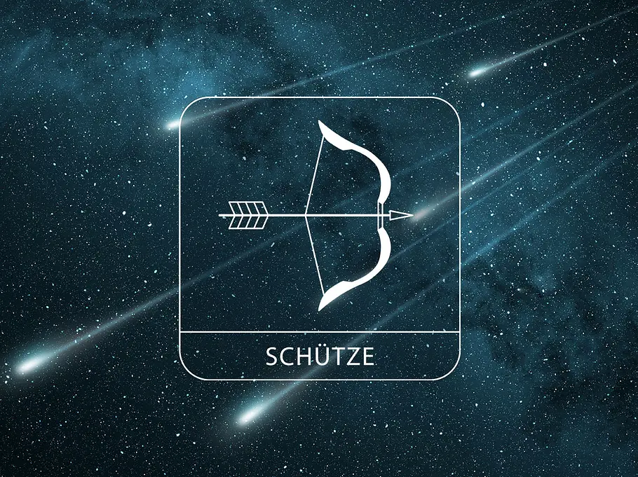 Sternzeichen Schütze vor einer Sternschnuppen-Nacht