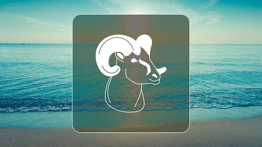 Die Urlaubstypologie für das Sternzeichen Widder Sternzeichensymbol vor Strand