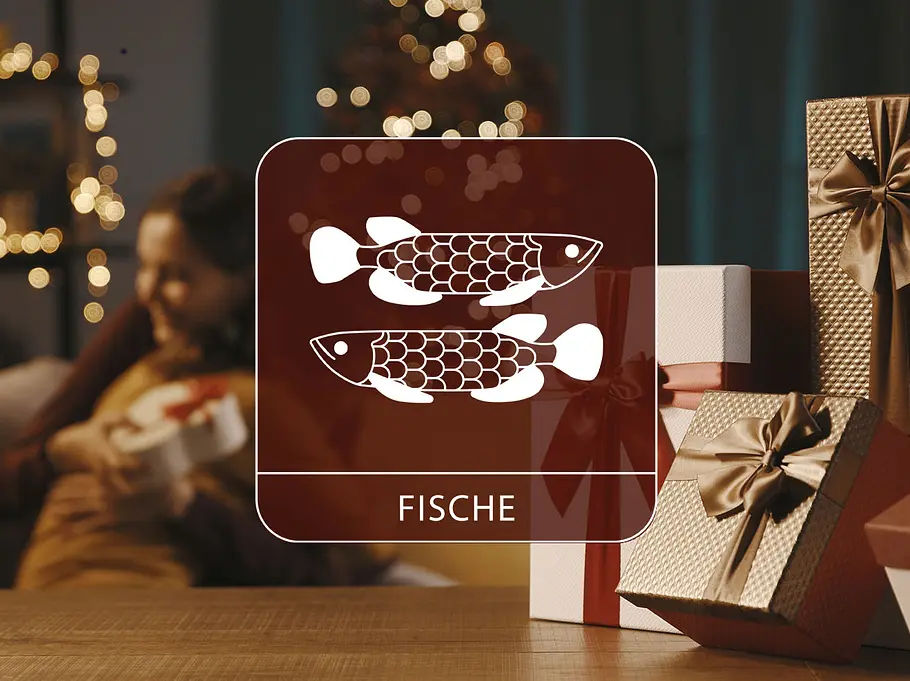 Sternzeichen Fische vor einem harmonischen weihnachtlichen Hintergrund