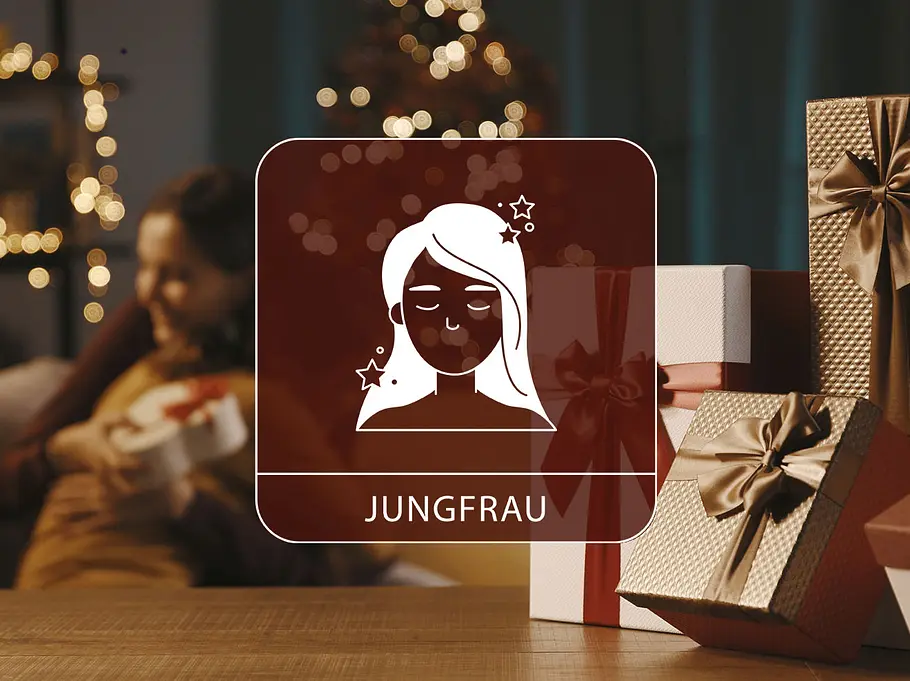 Sternzeichen Jungfrau vor einem harmonischen weihnachtlichen Hintergrund