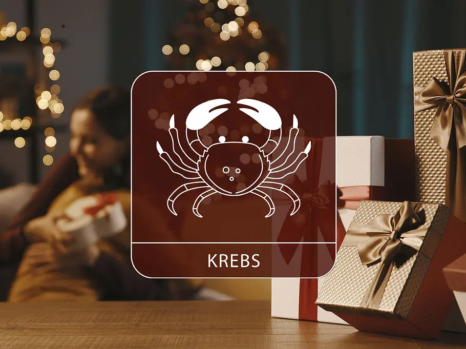 Sternzeichen Krebs vor einem harmonischen weihnachtlichen Hintergrund