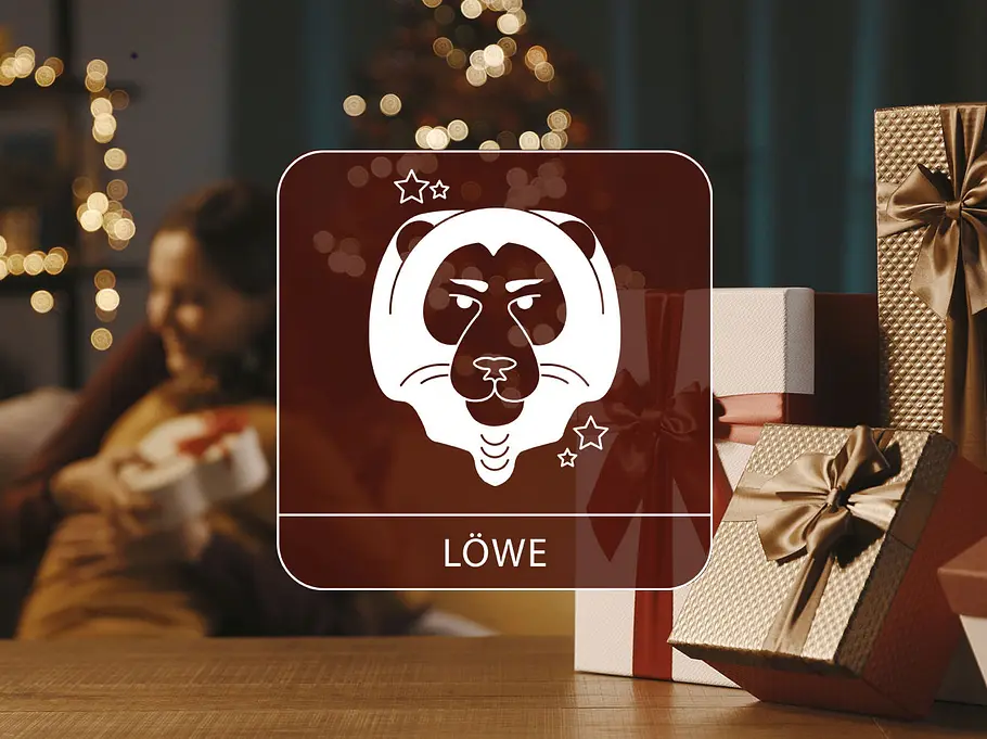Sternzeichen Löwe vor einem harmonischen weihnachtlichen Hintergrund