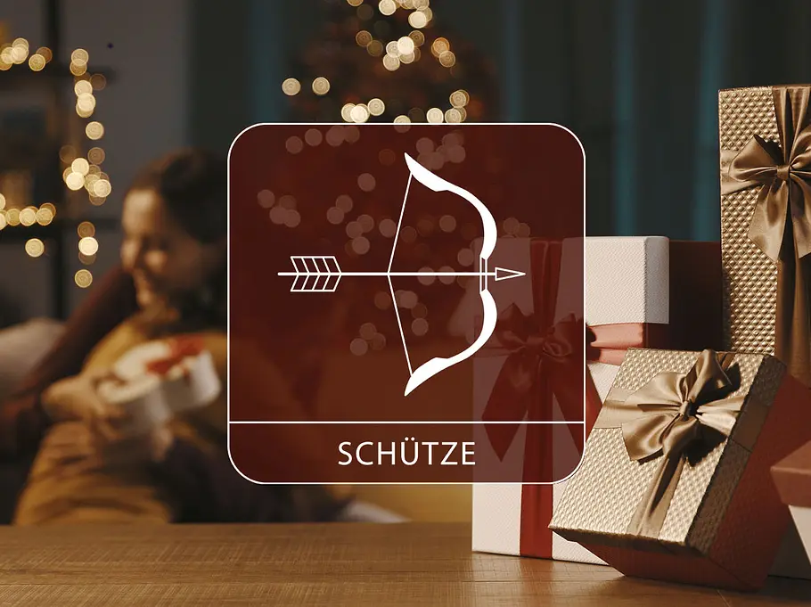 Sternzeichen Schütze vor einem harmonischen weihnachtlichen Hintergrund