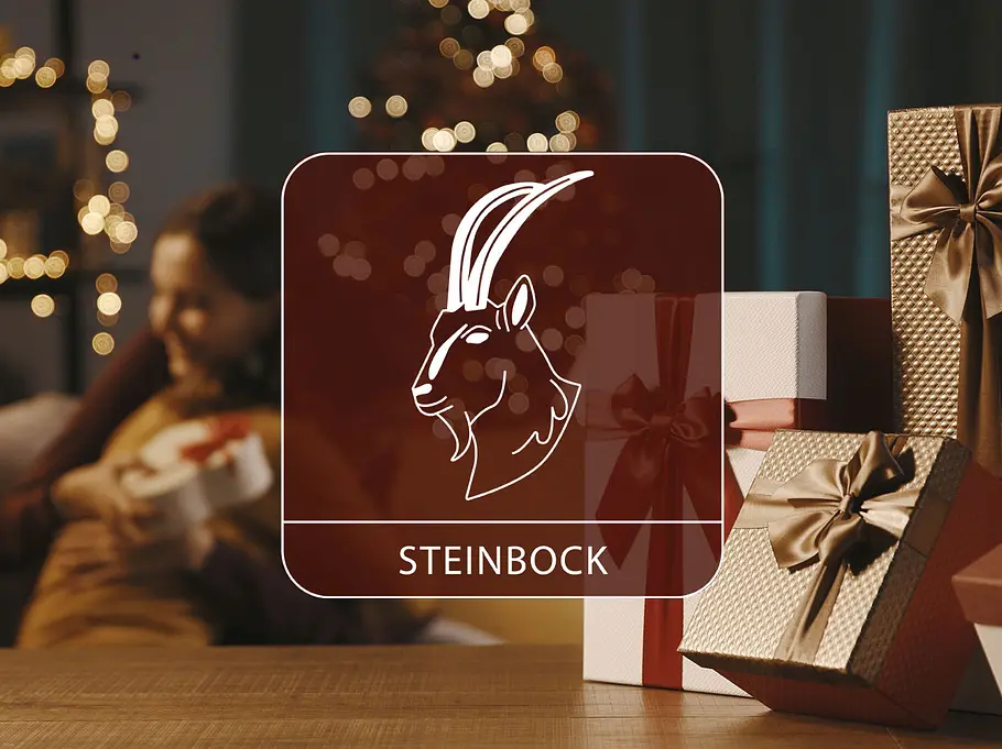 Sternzeichen Steinbock vor einem harmonischen weihnachtlichen Hintergrund