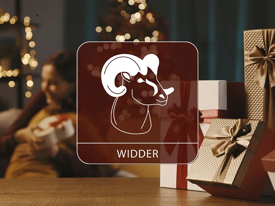 Sternzeichen Widder vor einem harmonischen weihnachtlichen Hintergrund