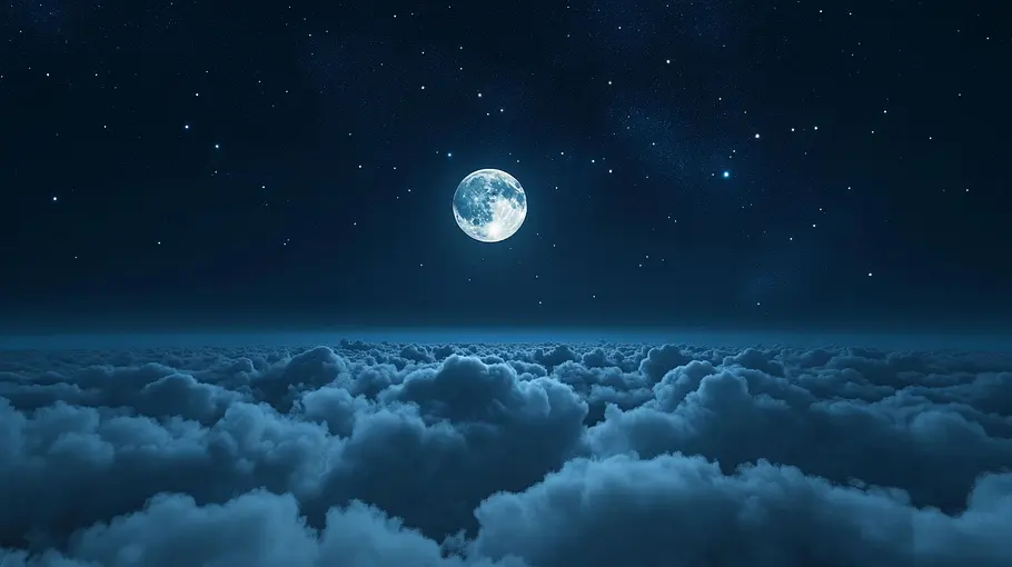 Vollmond im April 2025 Vollmond am Nachthimmel über den Wolken