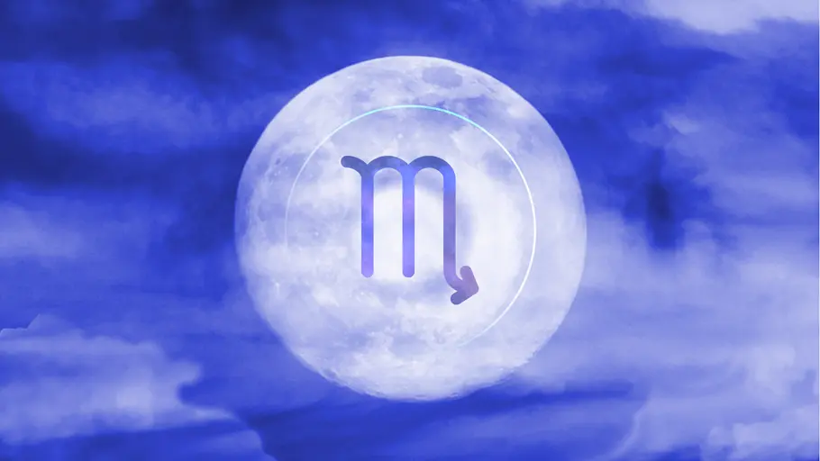 Vollmond mit dem Symbol des Sternzeichen Skorpion