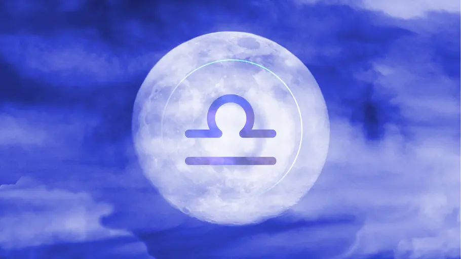 Vollmond in der Waage im April 2025 Vollmond mit Sternzeichen Waage Symbol in der Mitte