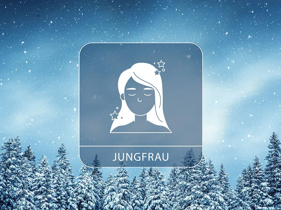 Das große Winter-Horoskop 2025/2026 für das Sternzeichen Jungfrau Vor einer winterlich, verschneiten Wald-Landschaft ist ein Bild des Sternzeichen Jungfrau zu sehen.