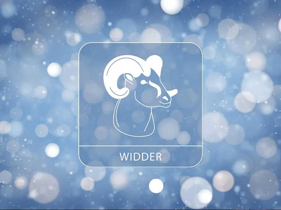 Sternzeichen Widder vor winterlichem Hintergrund