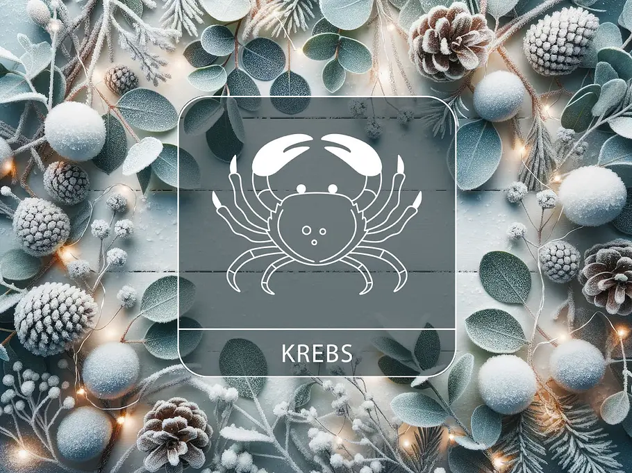 Sternzeichen Krebs vor einem winterlichen Kranz
