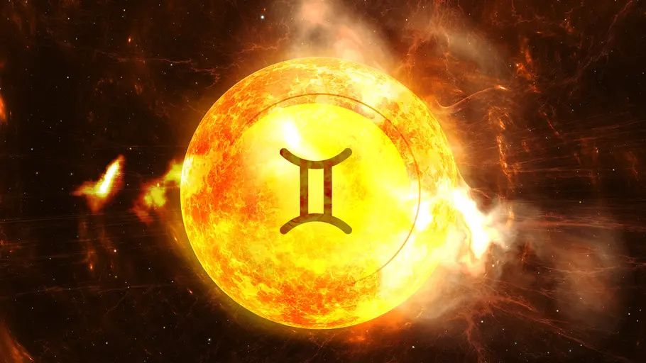 Symbol für das Sternzeichen Zwillinge in der Sonne